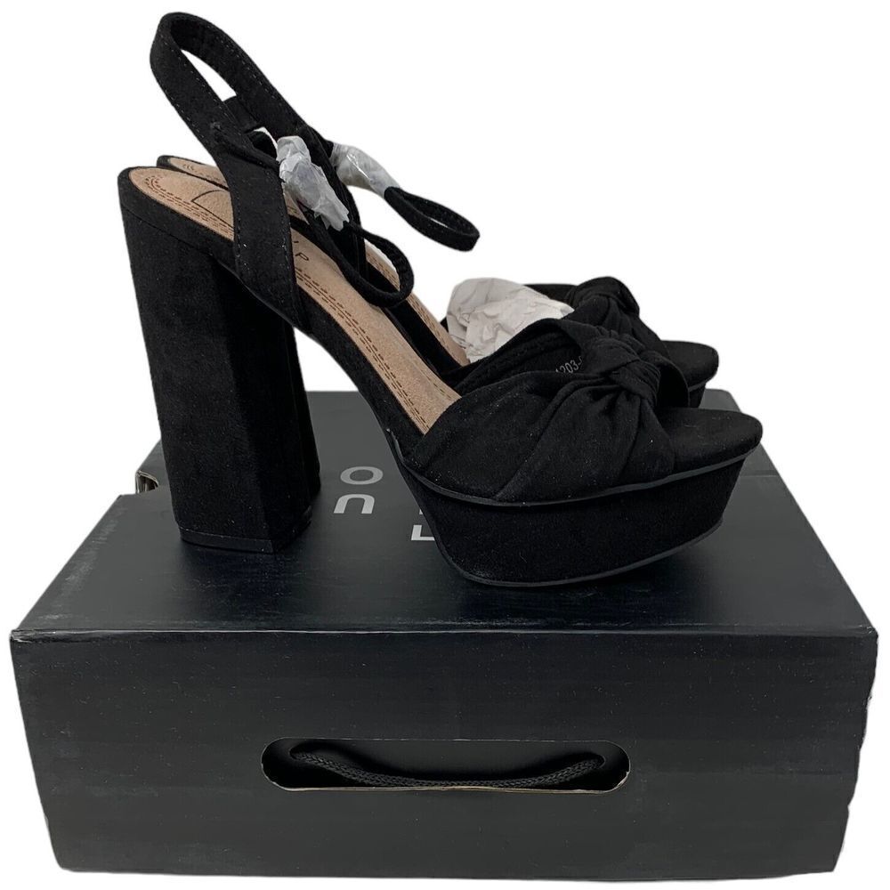 Shu Shop Gretel Block Heel Black Size 7.5 Open Toe Platform NWB